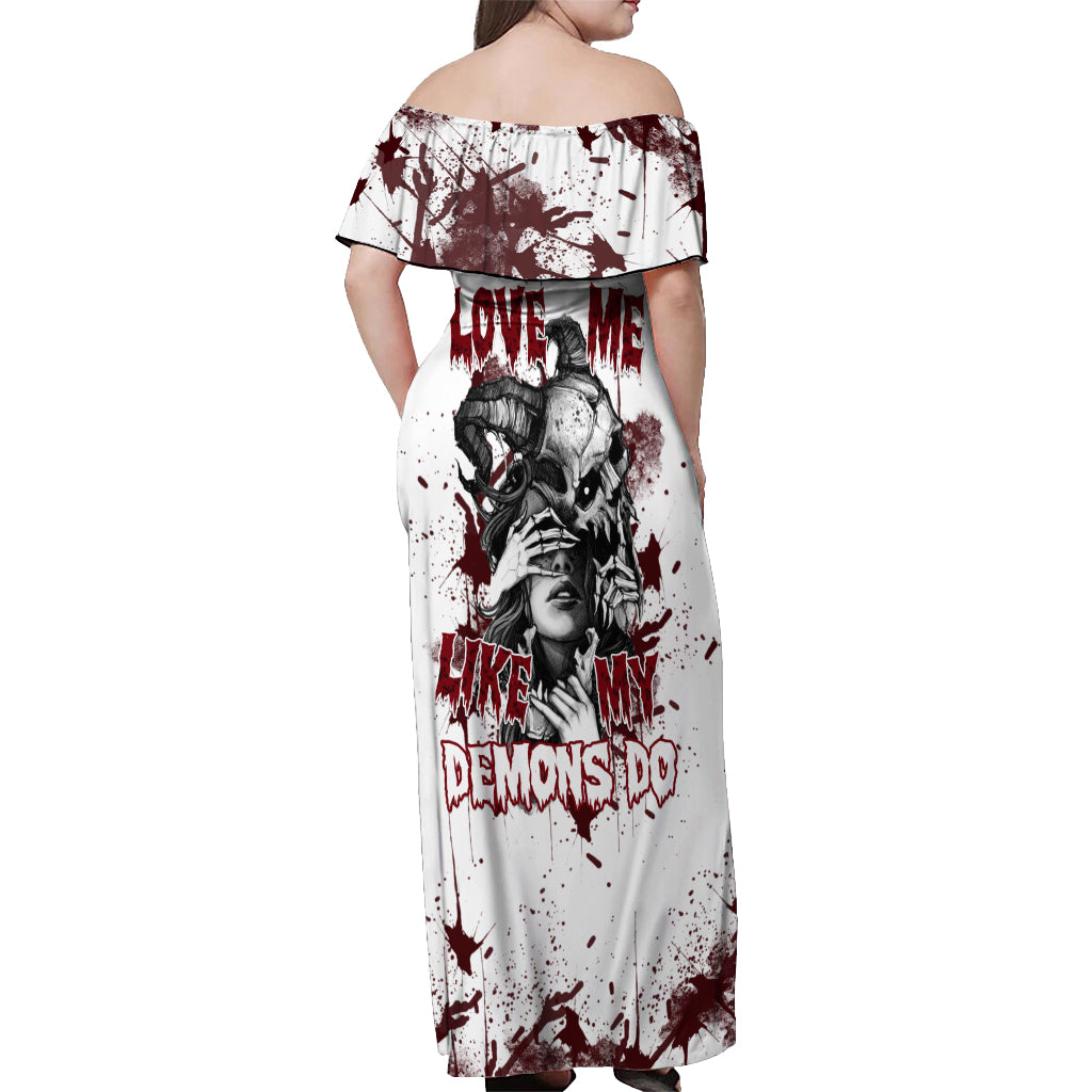 Love Me Like My Demons Do Skull Off Shoulder Maxi Dress - Wonder Print Shop