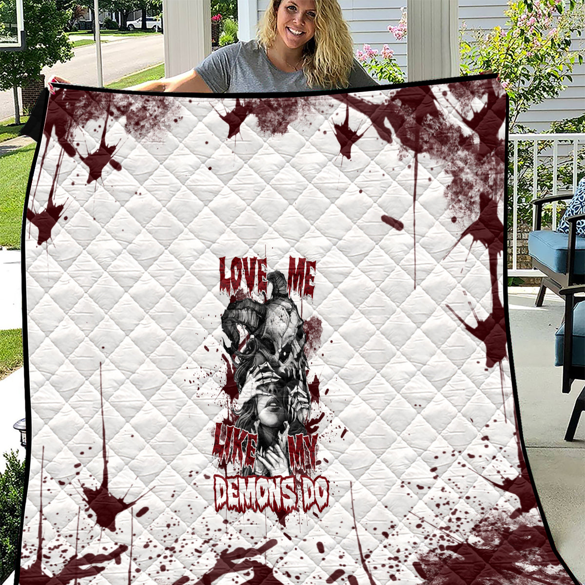Love Me Like My Demons Do Skull Quilt - Wonder Print Shop