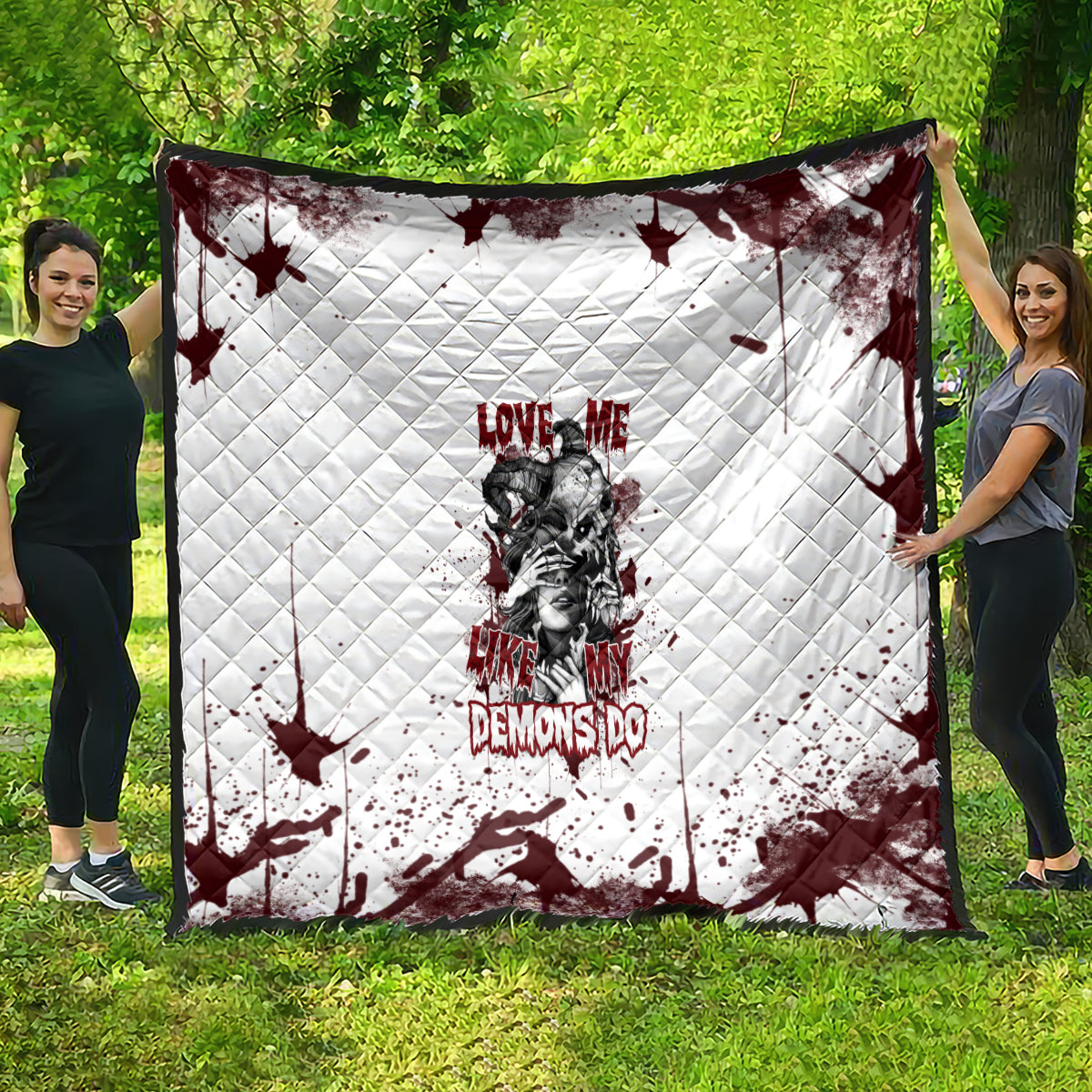 Love Me Like My Demons Do Skull Quilt - Wonder Print Shop