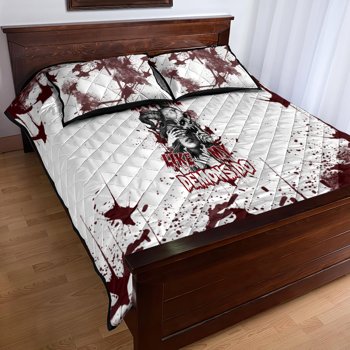 Love Me Like My Demons Do Skull Quilt Bed Set - Wonder Print Shop