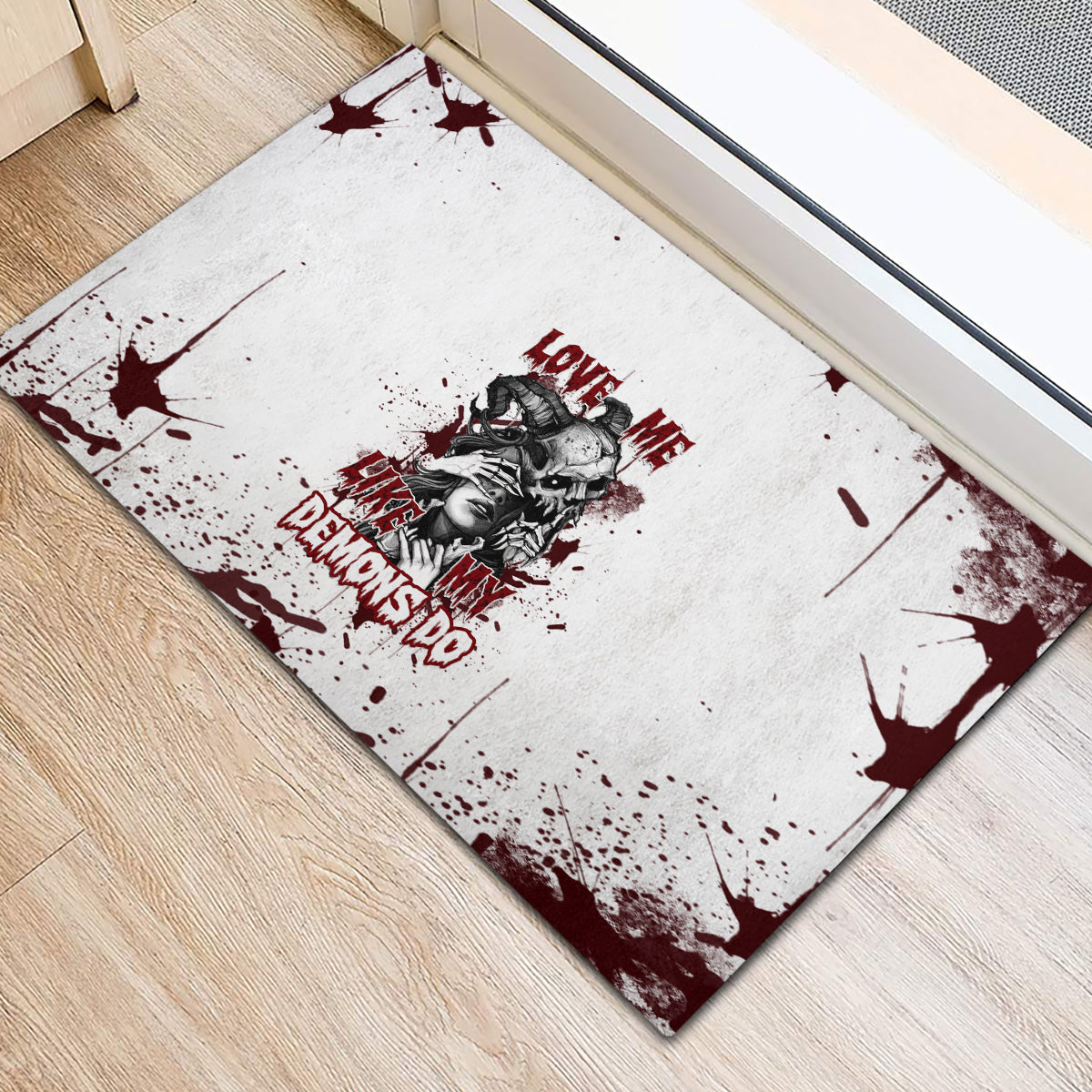 Love Me Like My Demons Do Skull Rubber Doormat - Wonder Print Shop