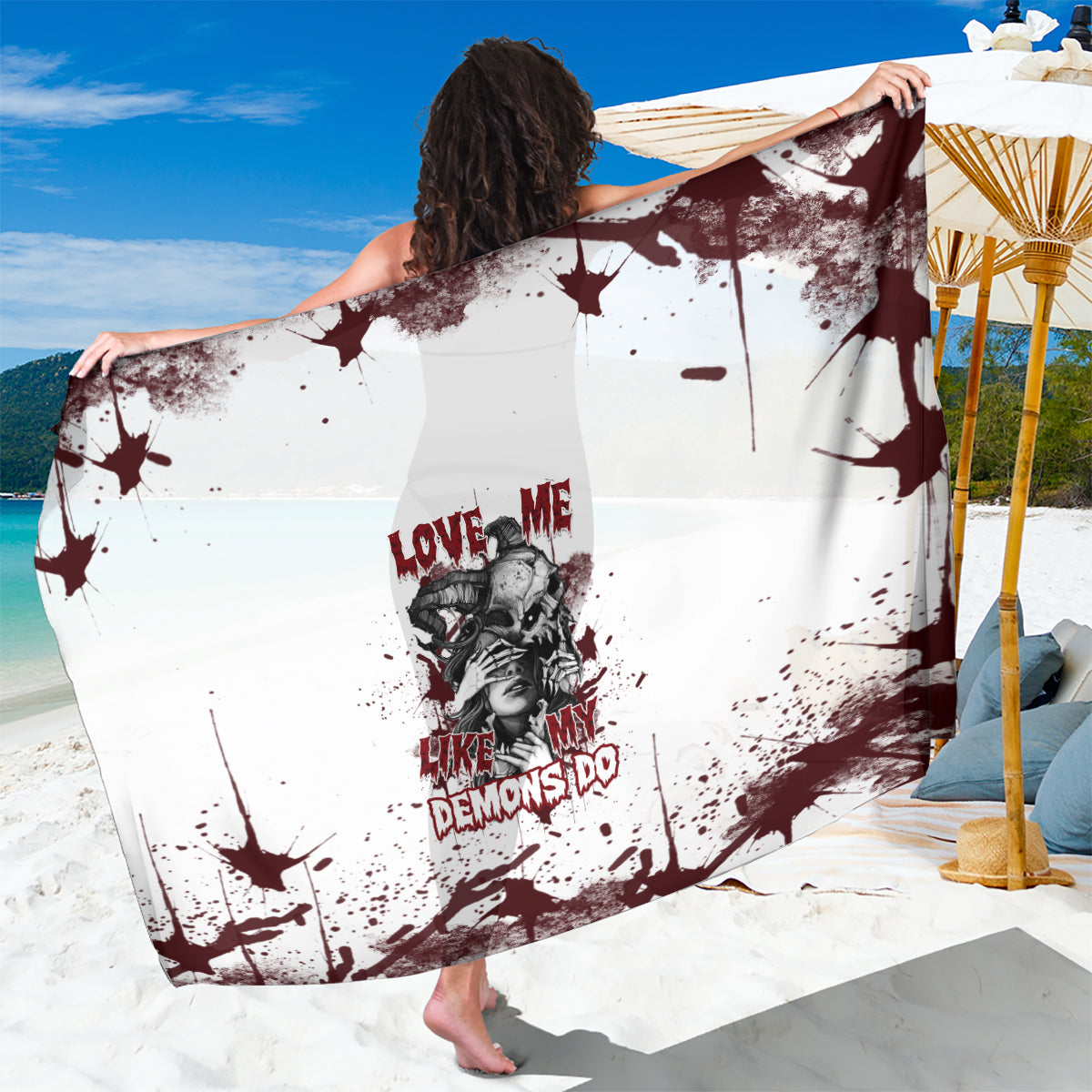 Love Me Like My Demons Do Skull Sarong - Wonder Print Shop