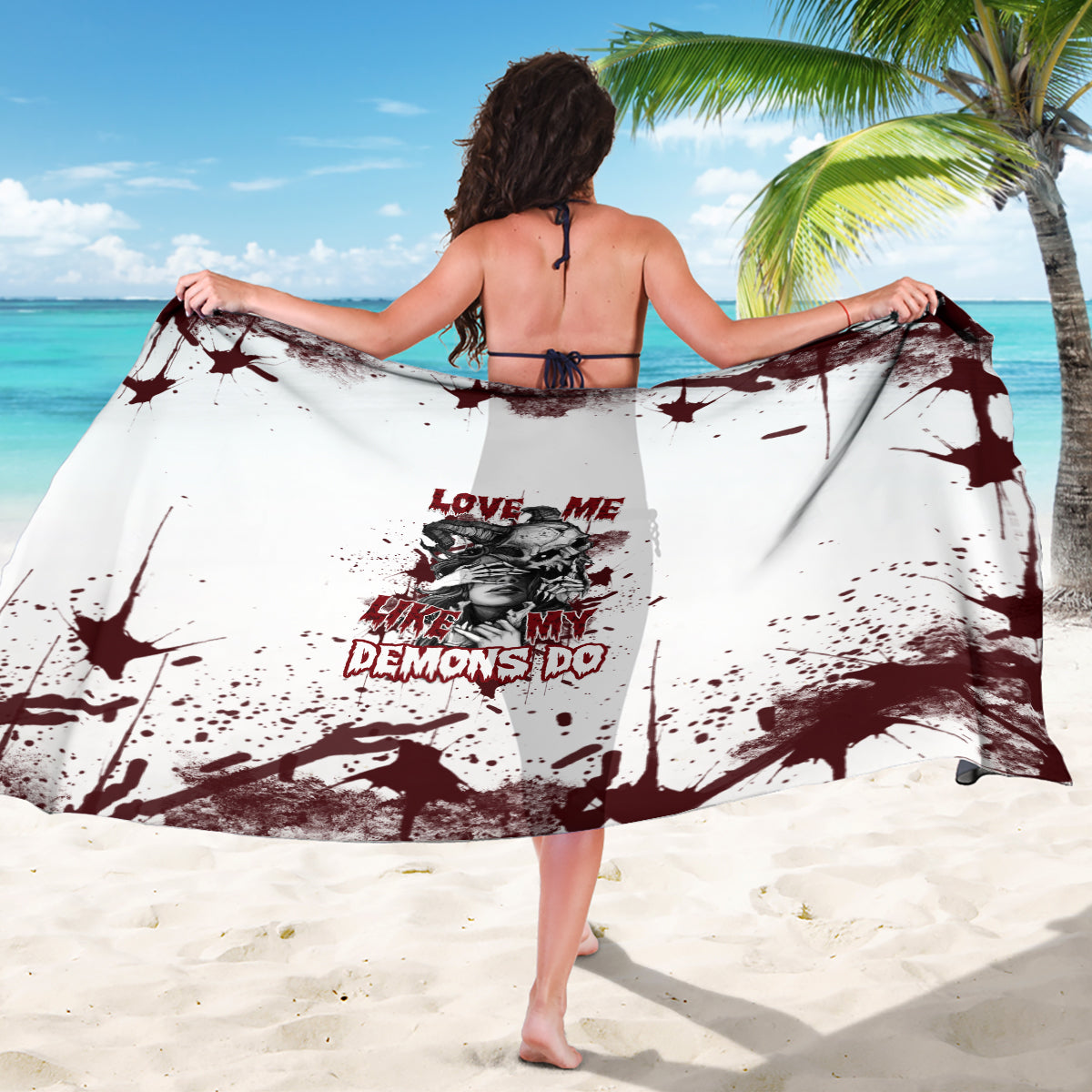 Love Me Like My Demons Do Skull Sarong - Wonder Print Shop