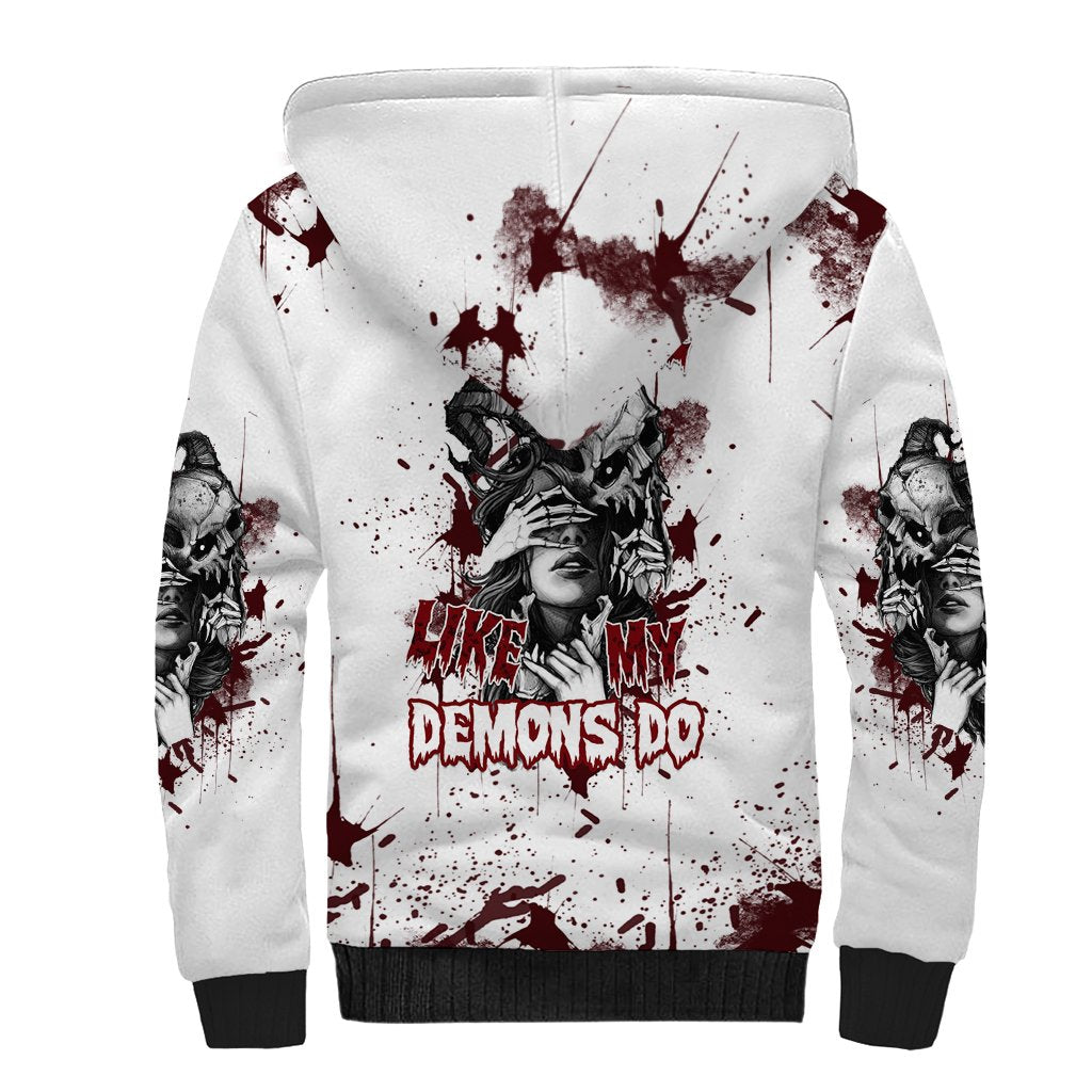 Love Me Like My Demons Do Skull Sherpa Hoodie - Wonder Print Shop
