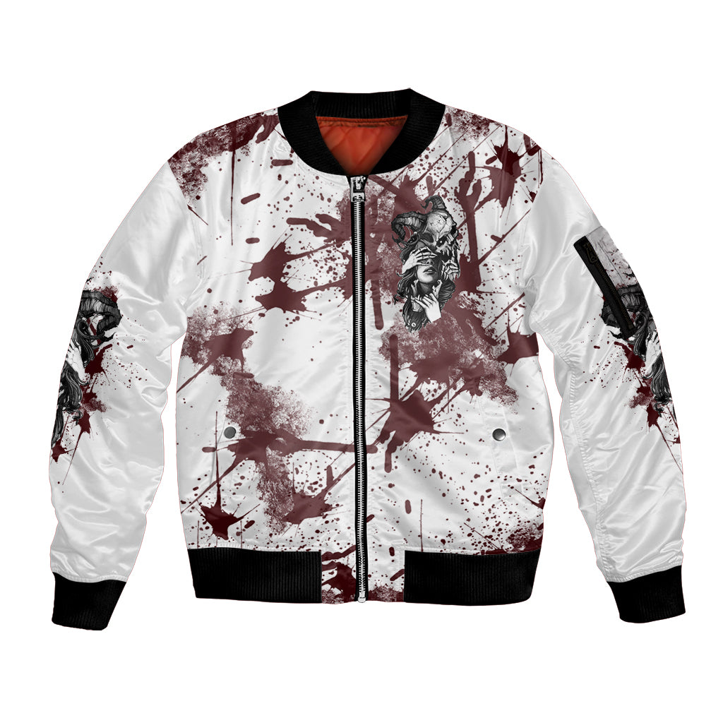 Love Me Like My Demons Do Skull Sleeve Zip Bomber Jacket - Wonder Print Shop