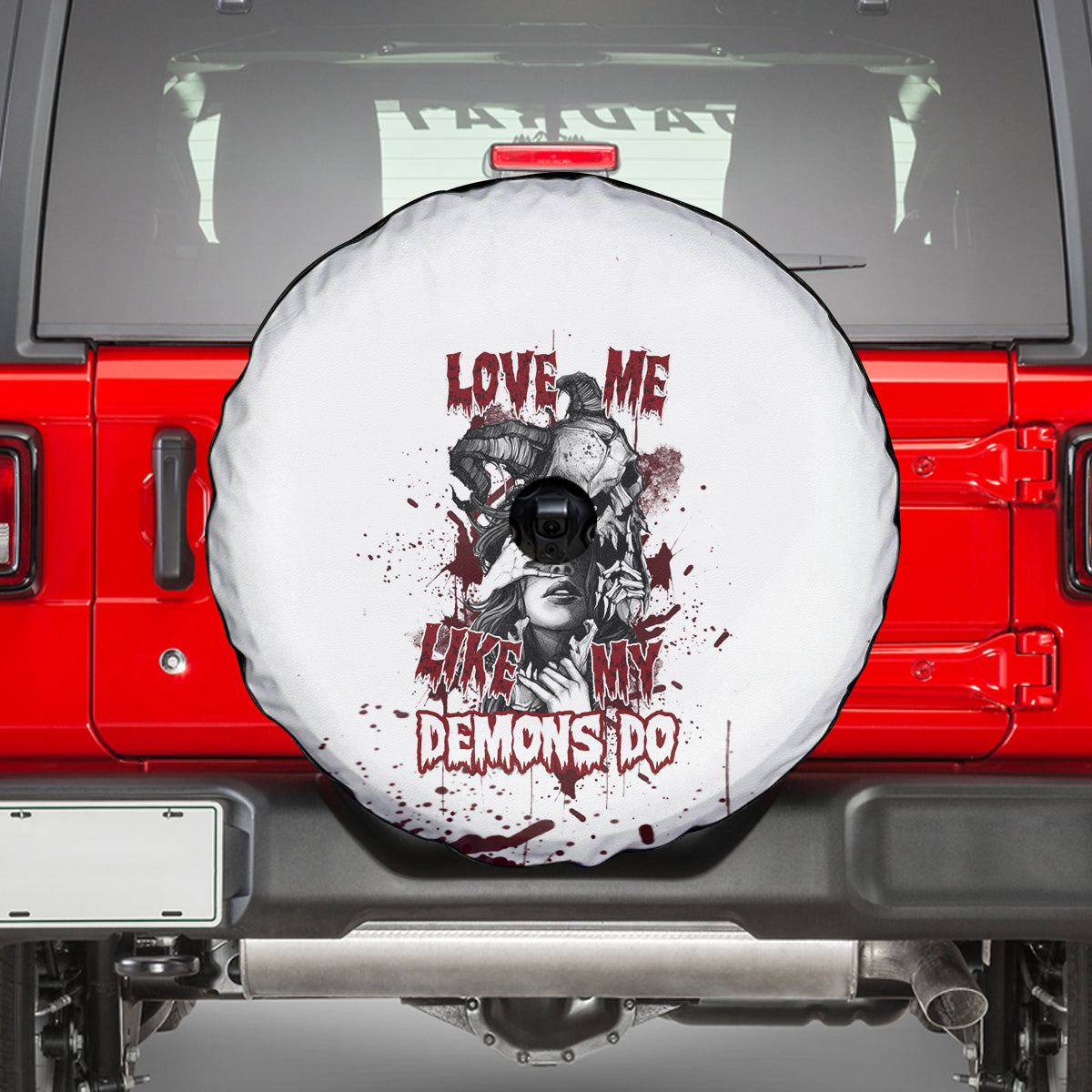 Love Me Like My Demons Do Skull Spare Tire Cover - Wonder Print Shop