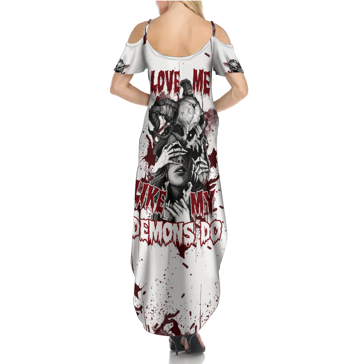 Love Me Like My Demons Do Skull Summer Maxi Dress - Wonder Print Shop
