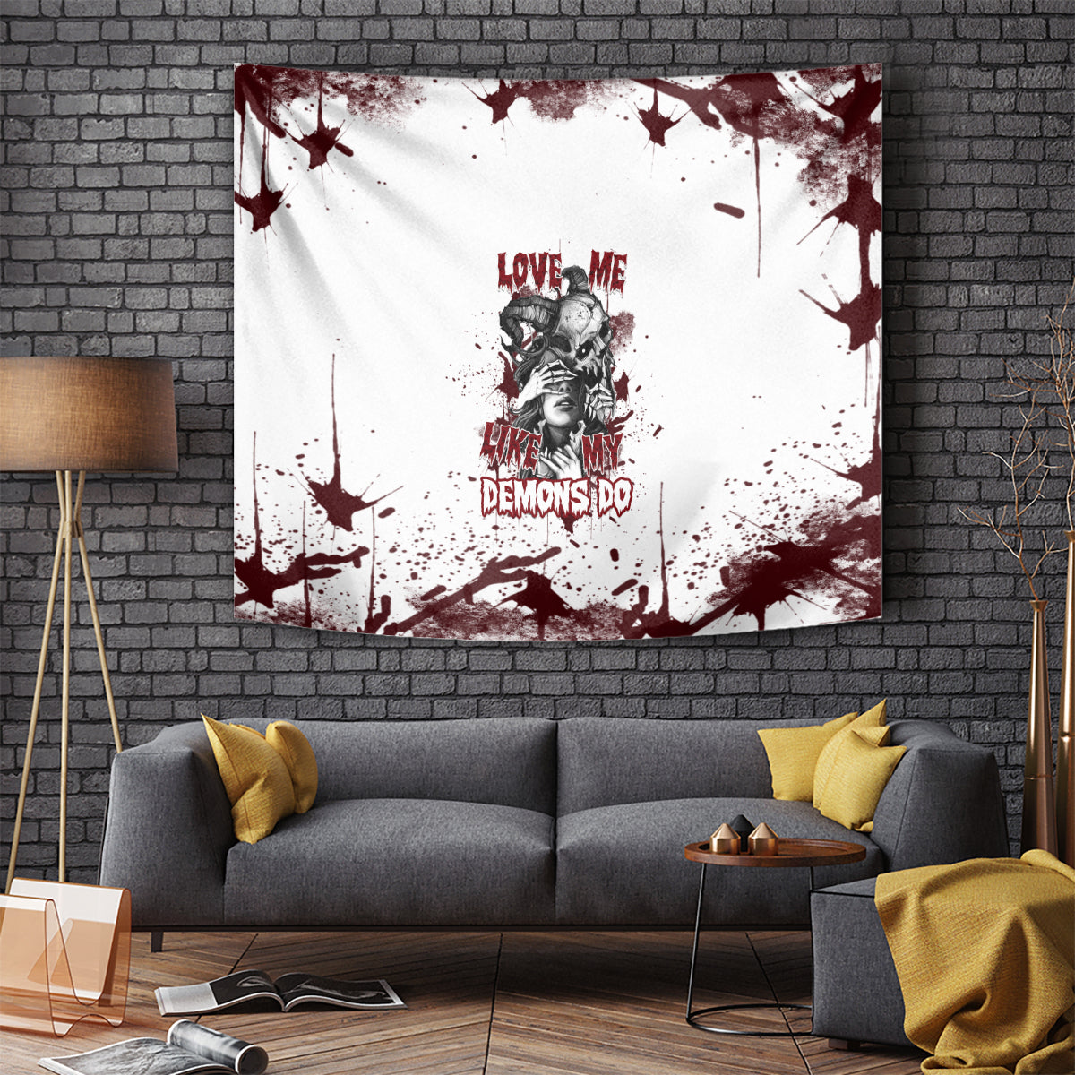 Love Me Like My Demons Do Skull Tapestry - Wonder Print Shop