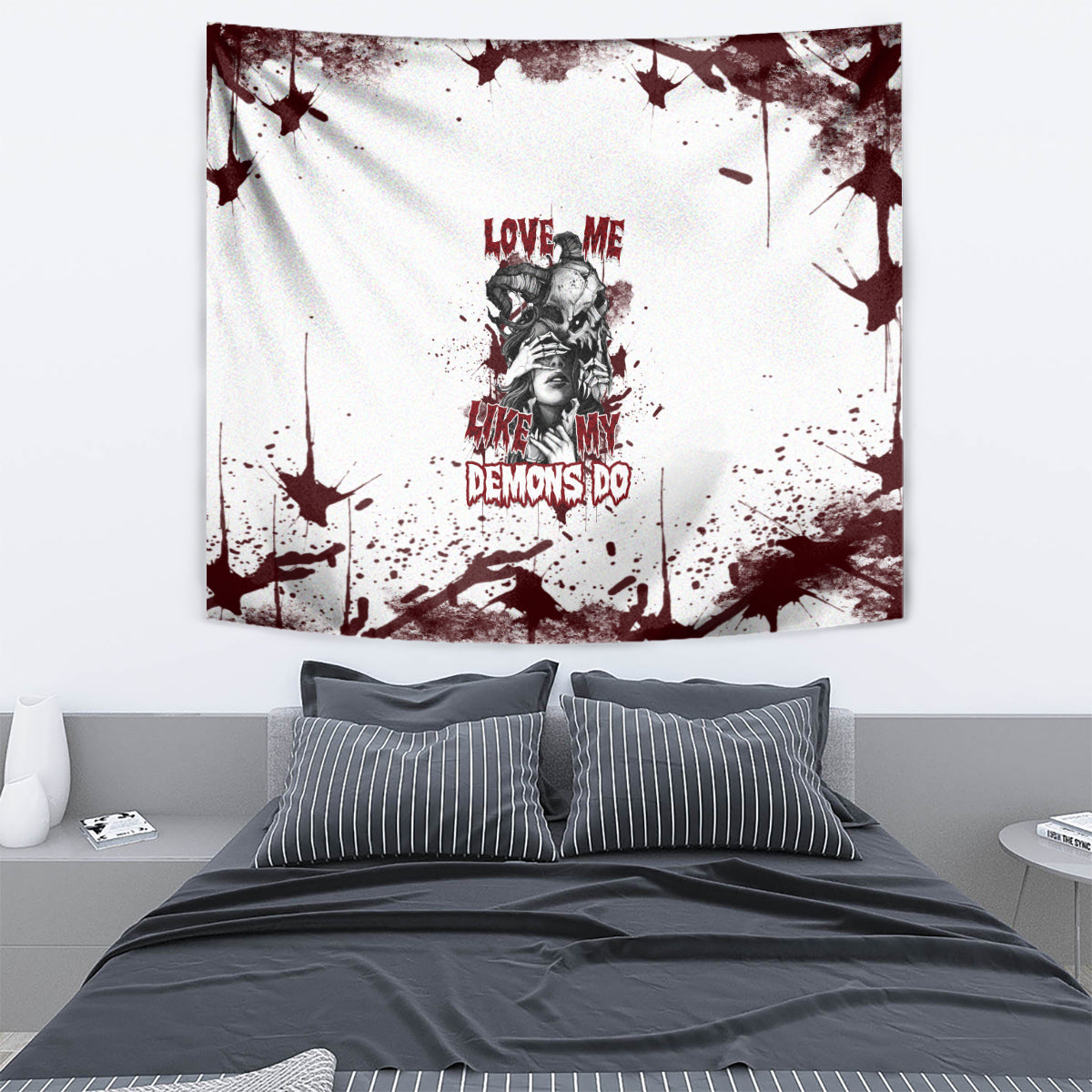 Love Me Like My Demons Do Skull Tapestry - Wonder Print Shop