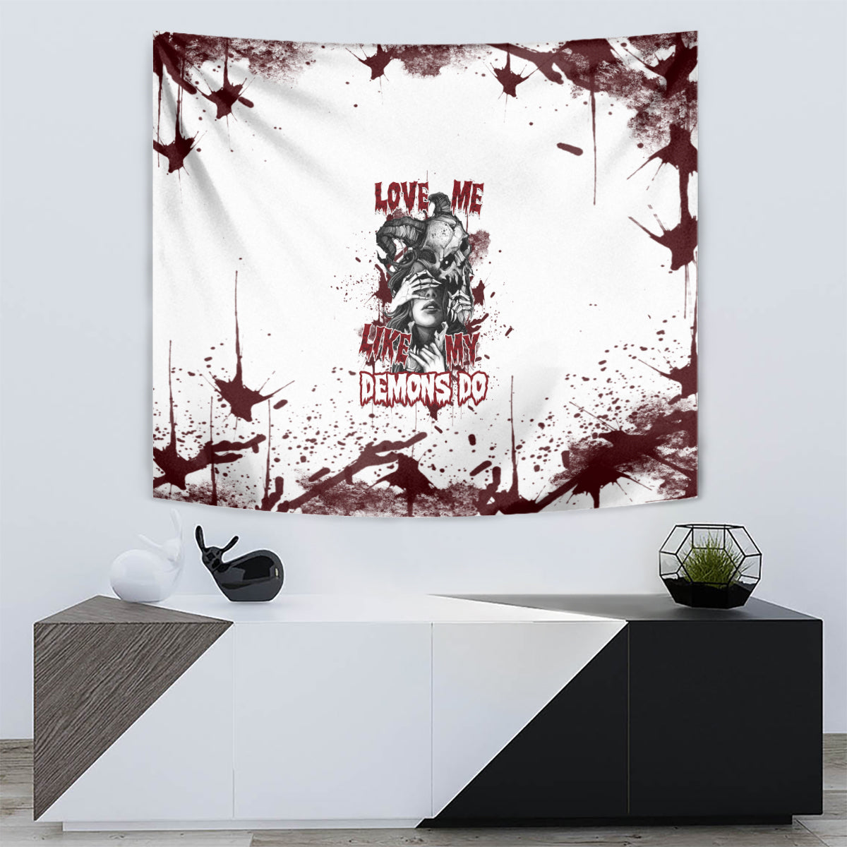 Love Me Like My Demons Do Skull Tapestry - Wonder Print Shop