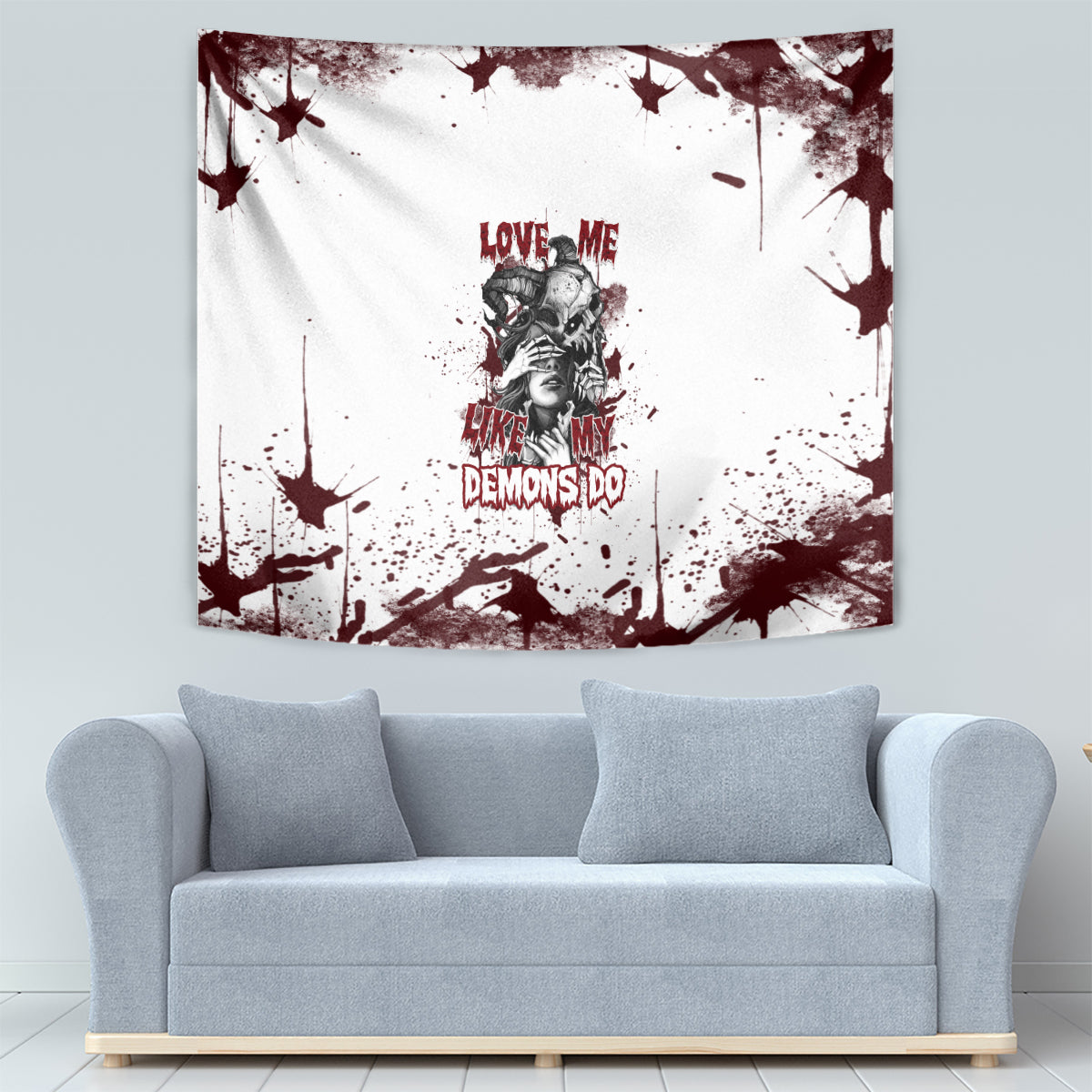 Love Me Like My Demons Do Skull Tapestry - Wonder Print Shop