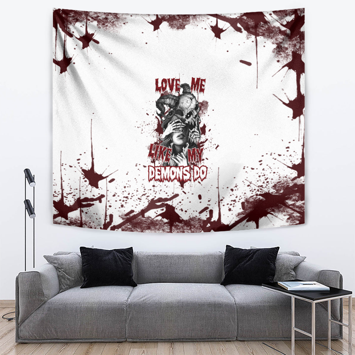 Love Me Like My Demons Do Skull Tapestry - Wonder Print Shop
