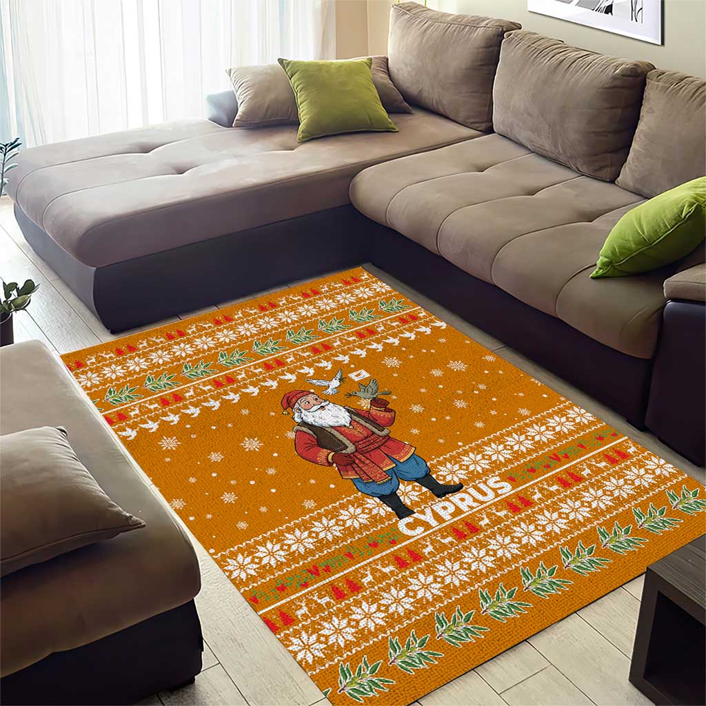 Cyprus Christmas Area Rug with Santa Holding Doves Olive Branch Snowflakes and Holiday - Wonder Print Shop