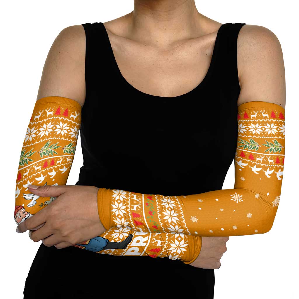 Cyprus Christmas Arm Sleeves with Santa Holding Doves Olive Branch Snowflakes and Holiday - Wonder Print Shop