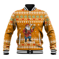 Cyprus Christmas Baseball Jacket with Santa Holding Doves Olive Branch Snowflakes and Holiday - Wonder Print Shop