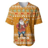 Cyprus Christmas Baseball Jersey with Santa Holding Doves Olive Branch Snowflakes and Holiday - Wonder Print Shop