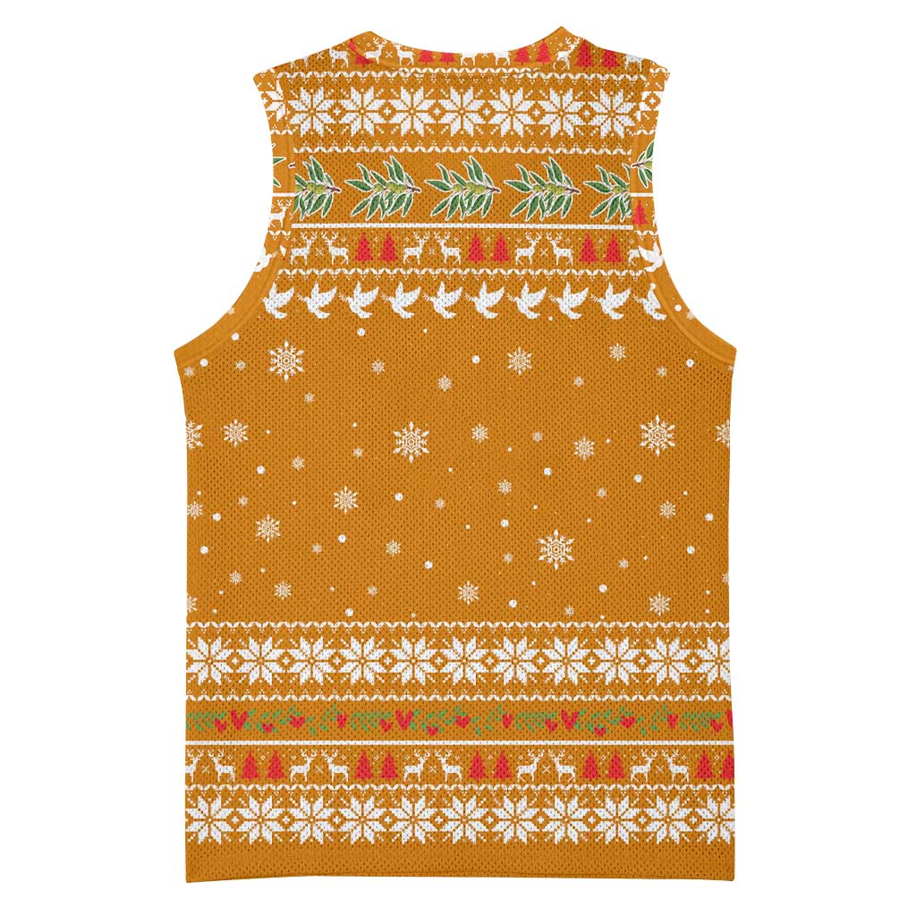 Cyprus Christmas Basketball Jersey with Santa Holding Doves Olive Branch Snowflakes and Holiday - Wonder Print Shop