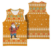 Cyprus Christmas Basketball Jersey with Santa Holding Doves Olive Branch Snowflakes and Holiday - Wonder Print Shop