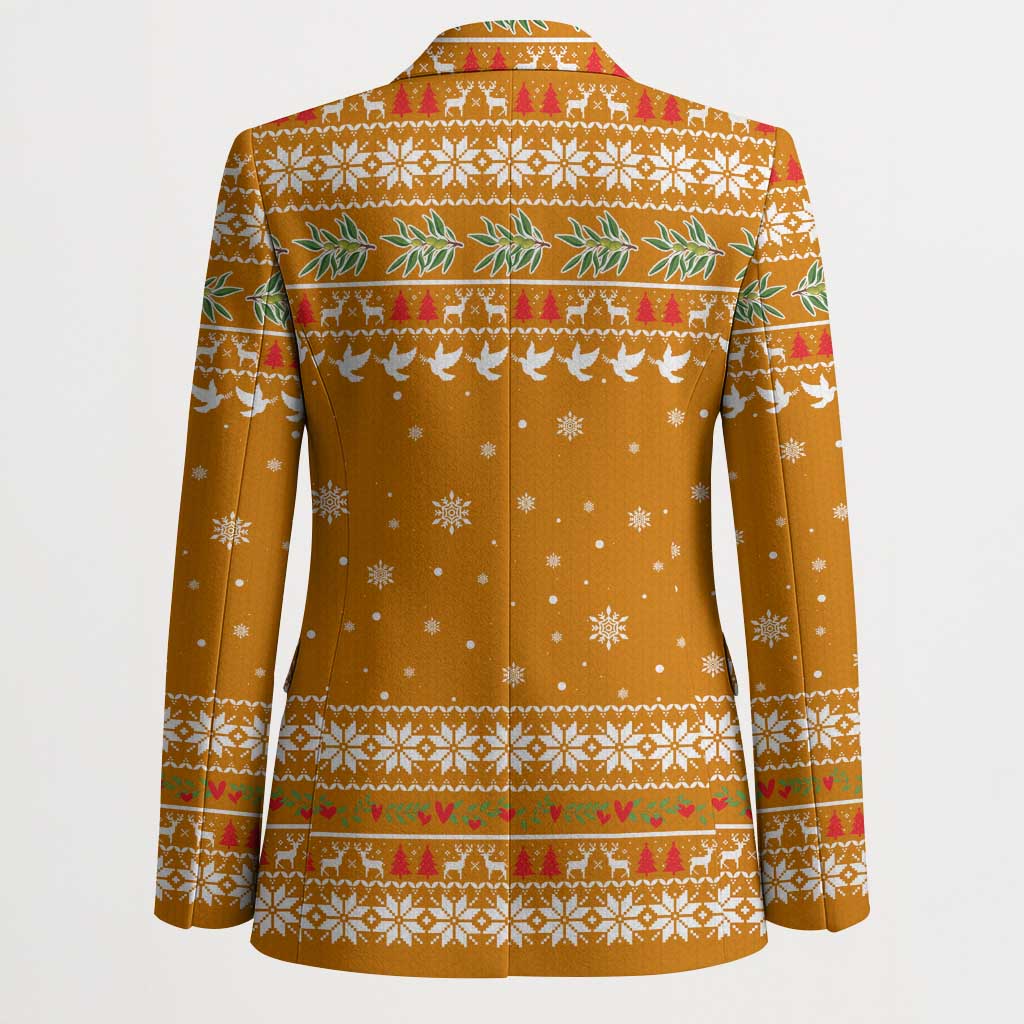 Cyprus Christmas Blazer with Santa Holding Doves Olive Branch Snowflakes and Holiday - Wonder Print Shop