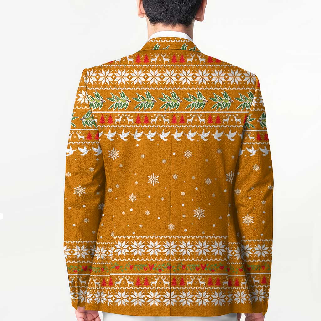 Cyprus Christmas Blazer with Santa Holding Doves Olive Branch Snowflakes and Holiday - Wonder Print Shop