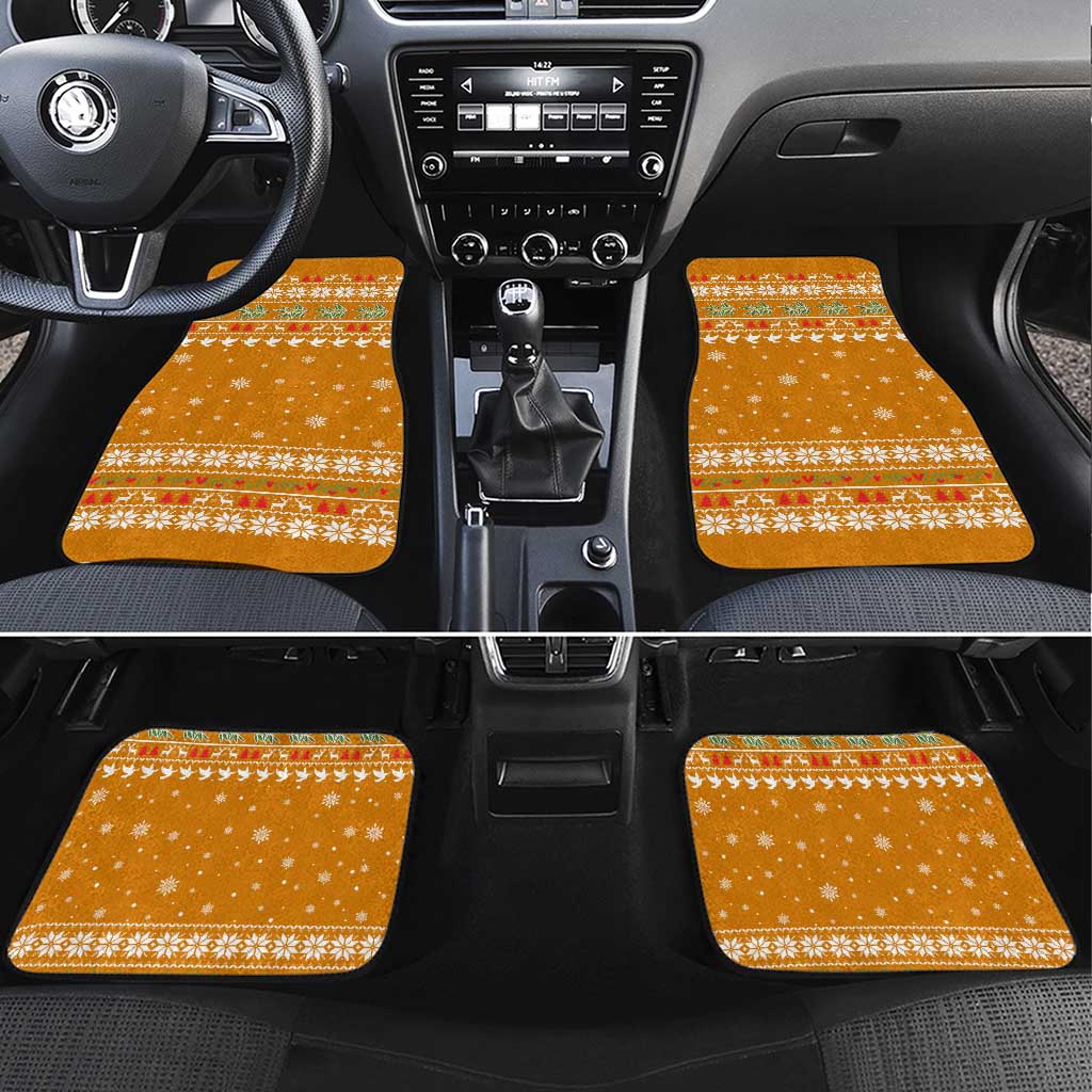 Cyprus Christmas Car Mats with Santa Holding Doves Olive Branch Snowflakes and Holiday - Wonder Print Shop