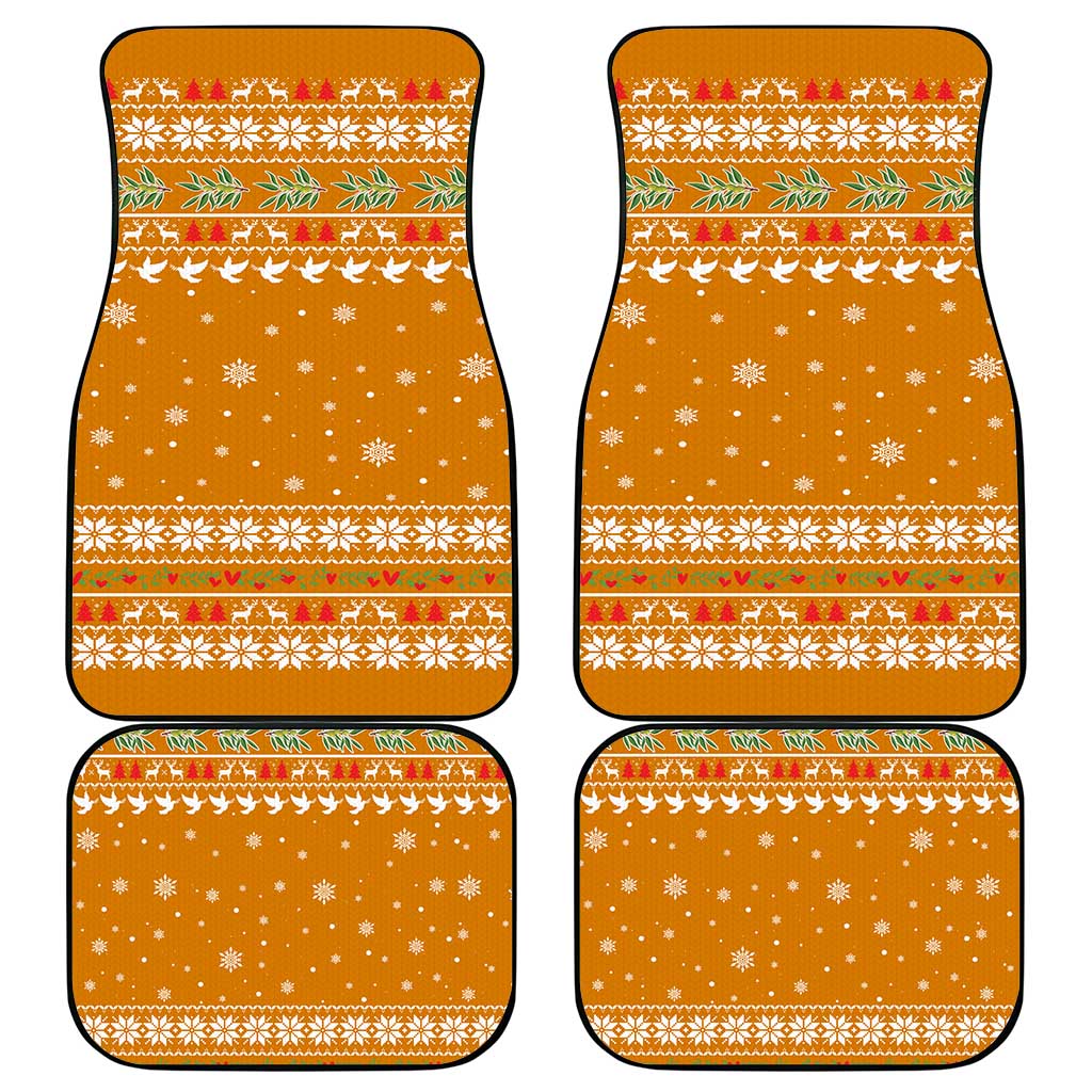 Cyprus Christmas Car Mats with Santa Holding Doves Olive Branch Snowflakes and Holiday - Wonder Print Shop
