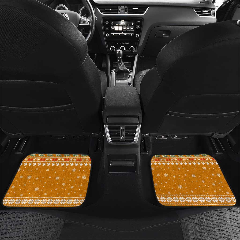 Cyprus Christmas Car Mats with Santa Holding Doves Olive Branch Snowflakes and Holiday - Wonder Print Shop
