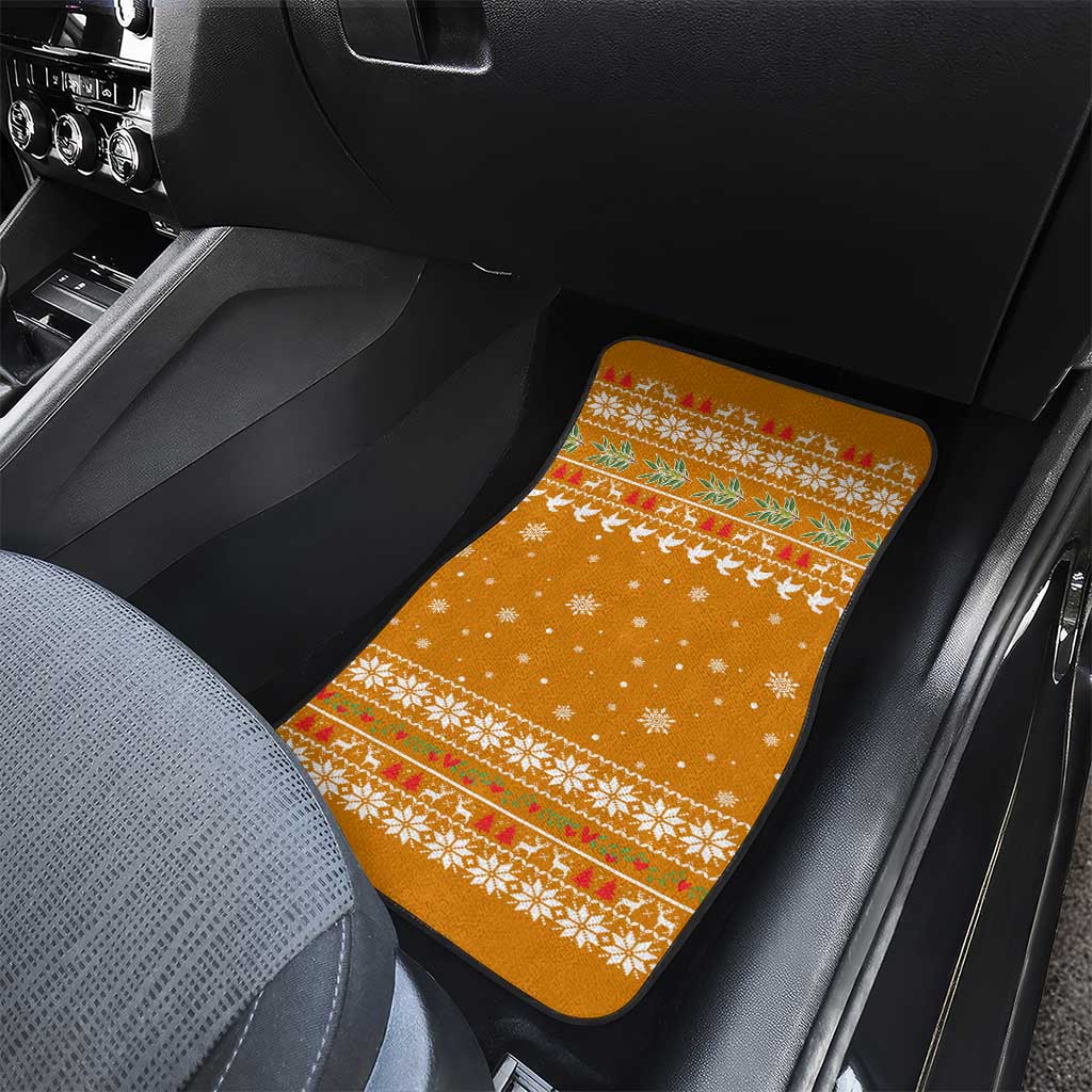 Cyprus Christmas Car Mats with Santa Holding Doves Olive Branch Snowflakes and Holiday - Wonder Print Shop