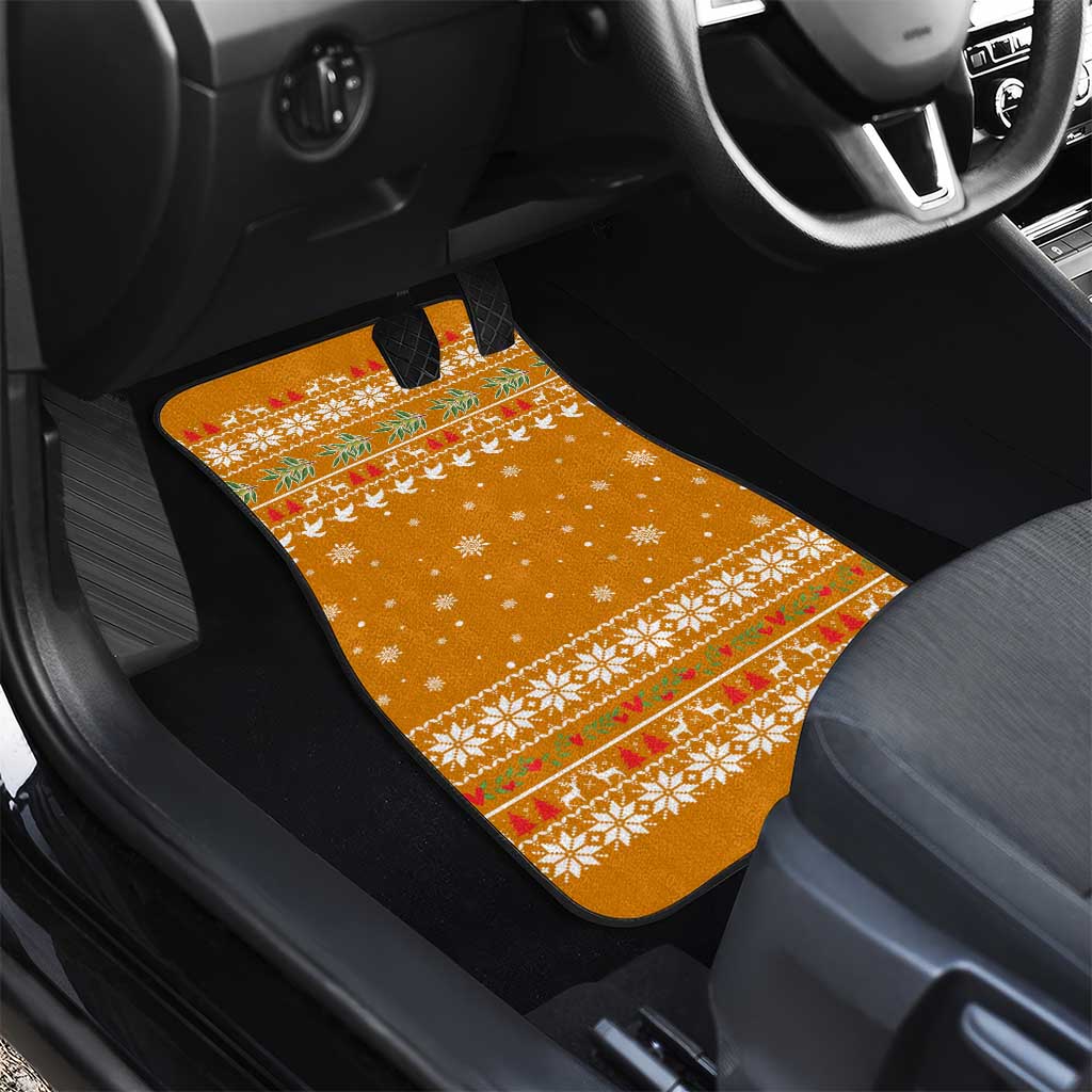 Cyprus Christmas Car Mats with Santa Holding Doves Olive Branch Snowflakes and Holiday - Wonder Print Shop