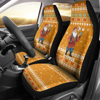 Cyprus Christmas Car Seat Cover with Santa Holding Doves Olive Branch Snowflakes and Holiday - Wonder Print Shop