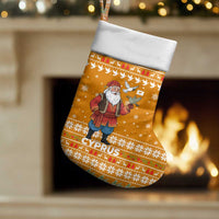 Cyprus Christmas Stocking with Santa Holding Doves Olive Branch Snowflakes and Holiday - Wonder Print Shop