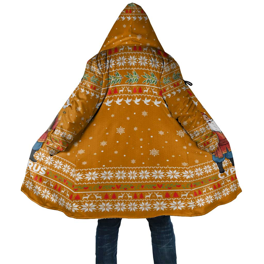 Cyprus Christmas Cloak with Santa Holding Doves Olive Branch Snowflakes and Holiday - Wonder Print Shop