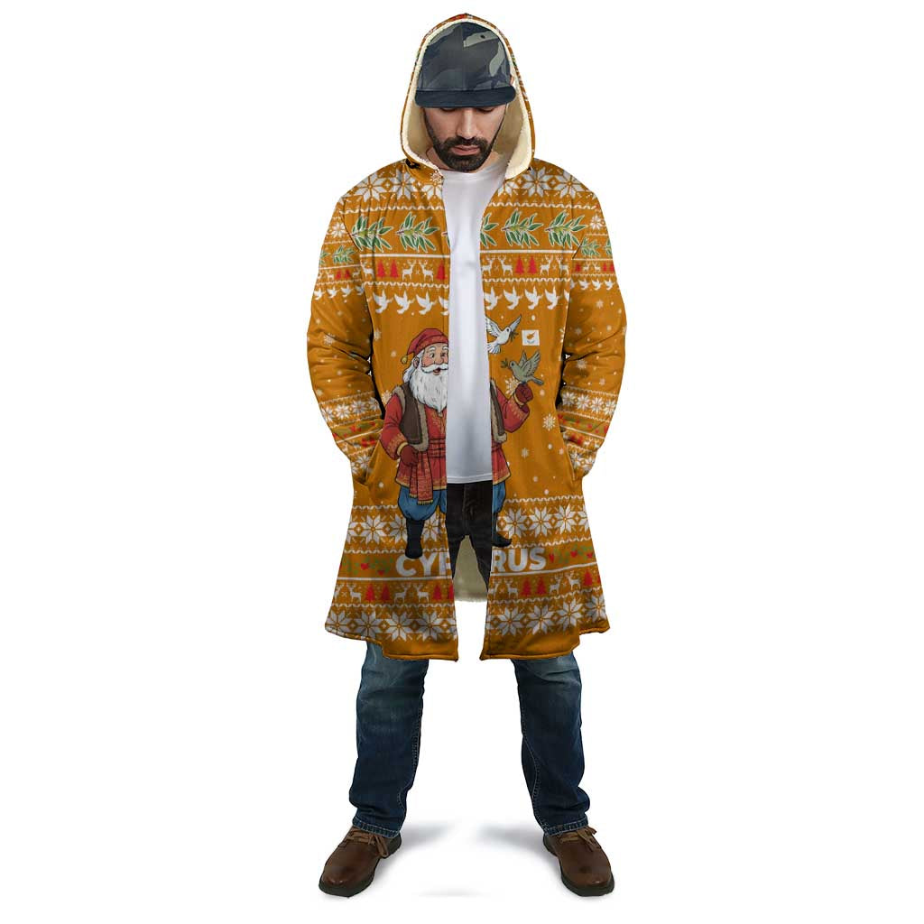 Cyprus Christmas Cloak with Santa Holding Doves Olive Branch Snowflakes and Holiday - Wonder Print Shop