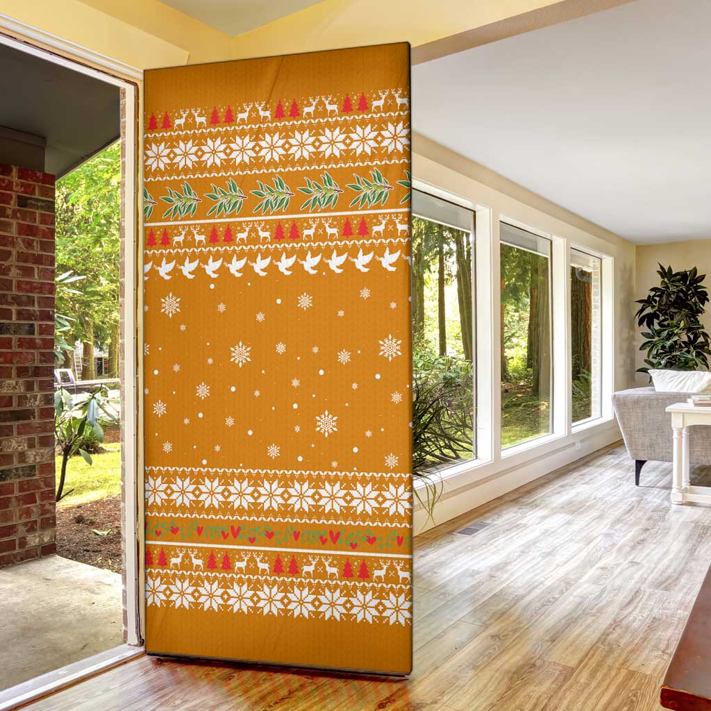 Cyprus Christmas Door Cover with Santa Holding Doves Olive Branch Snowflakes and Holiday - Wonder Print Shop