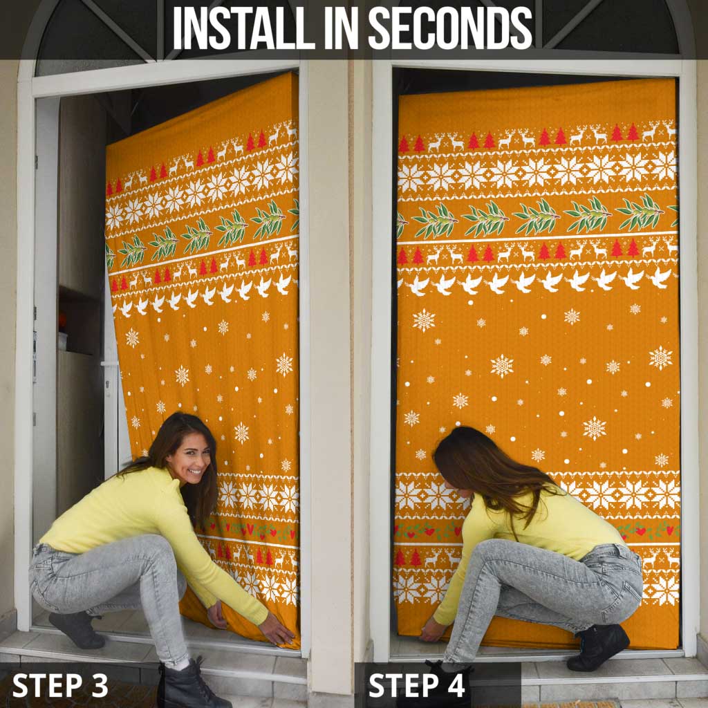 Cyprus Christmas Door Cover with Santa Holding Doves Olive Branch Snowflakes and Holiday - Wonder Print Shop