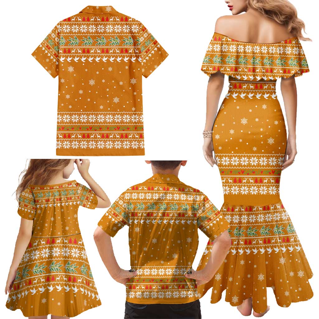 Cyprus Christmas Family Matching Mermaid Dress and Hawaiian Shirt with Santa Holding Doves Olive Branch Snowflakes and Holiday - Wonder Print Shop