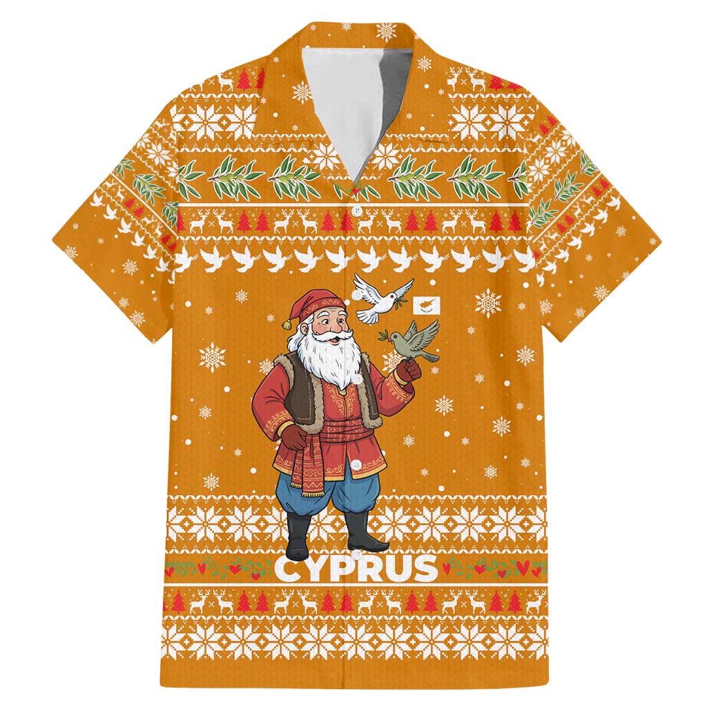 Cyprus Christmas Family Matching Mermaid Dress and Hawaiian Shirt with Santa Holding Doves Olive Branch Snowflakes and Holiday - Wonder Print Shop