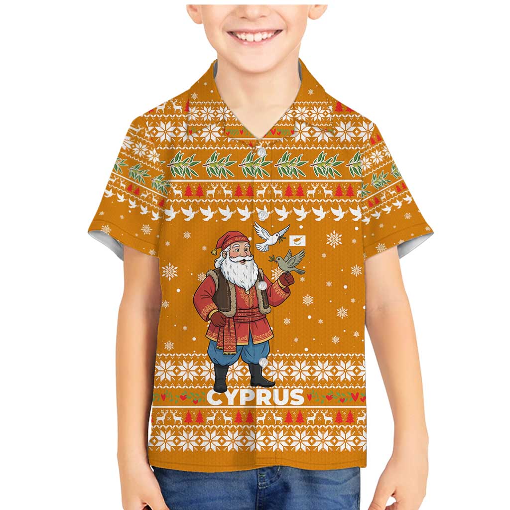 Cyprus Christmas Family Matching Mermaid Dress and Hawaiian Shirt with Santa Holding Doves Olive Branch Snowflakes and Holiday - Wonder Print Shop