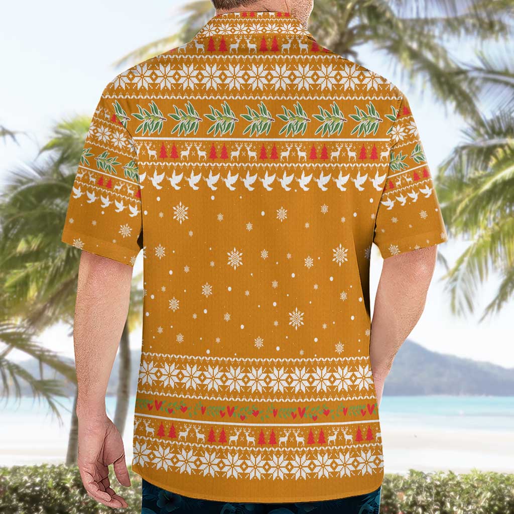 Cyprus Christmas Hawaiian Shirt with Santa Holding Doves Olive Branch Snowflakes and Holiday - Wonder Print Shop