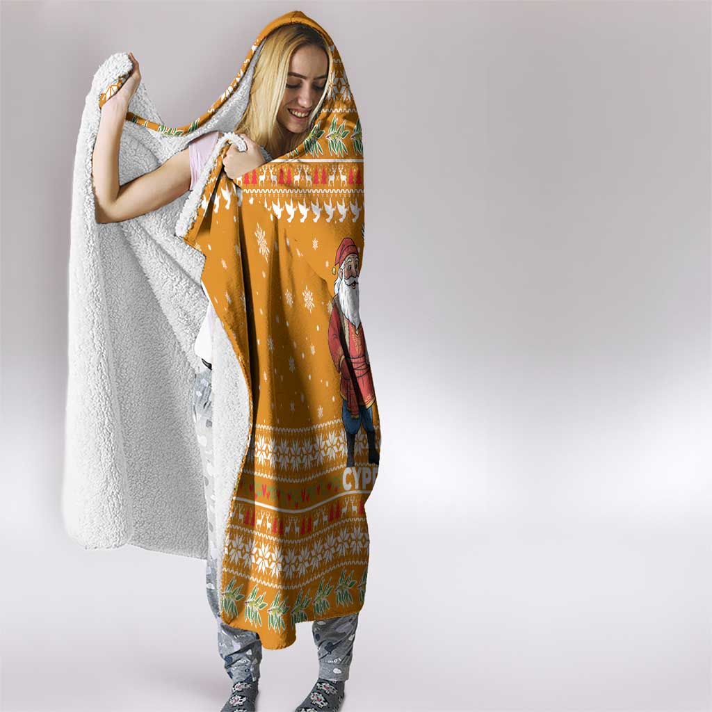 Cyprus Christmas Hooded Blanket with Santa Holding Doves Olive Branch Snowflakes and Holiday - Wonder Print Shop