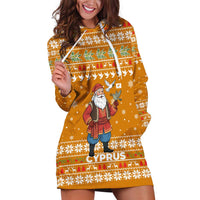 Cyprus Christmas Hoodie Dress with Santa Holding Doves Olive Branch Snowflakes and Holiday - Wonder Print Shop