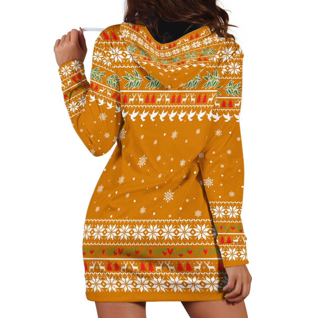 Cyprus Christmas Hoodie Dress with Santa Holding Doves Olive Branch Snowflakes and Holiday - Wonder Print Shop