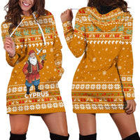 Cyprus Christmas Hoodie Dress with Santa Holding Doves Olive Branch Snowflakes and Holiday - Wonder Print Shop