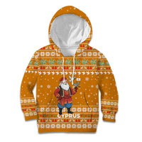 Cyprus Christmas Kid Hoodie with Santa Holding Doves Olive Branch Snowflakes and Holiday - Wonder Print Shop