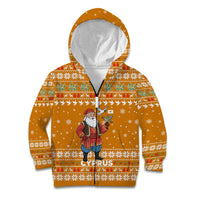 Cyprus Christmas Kid Hoodie with Santa Holding Doves Olive Branch Snowflakes and Holiday - Wonder Print Shop