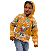 Cyprus Christmas Kid Hoodie with Santa Holding Doves Olive Branch Snowflakes and Holiday - Wonder Print Shop