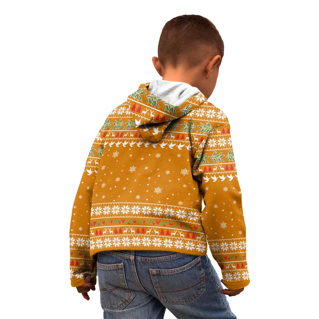 Cyprus Christmas Kid Hoodie with Santa Holding Doves Olive Branch Snowflakes and Holiday - Wonder Print Shop