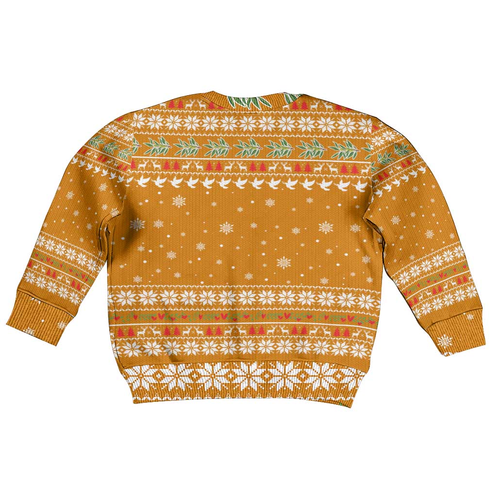 Cyprus Christmas Kid Ugly Christmas Sweater with Santa Holding Doves Olive Branch Snowflakes and Holiday - Wonder Print Shop