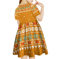 Cyprus Christmas Kid Short Sleeve Dress with Santa Holding Doves Olive Branch Snowflakes and Holiday - Wonder Print Shop