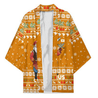 Cyprus Christmas Kimono with Santa Holding Doves Olive Branch Snowflakes and Holiday - Wonder Print Shop